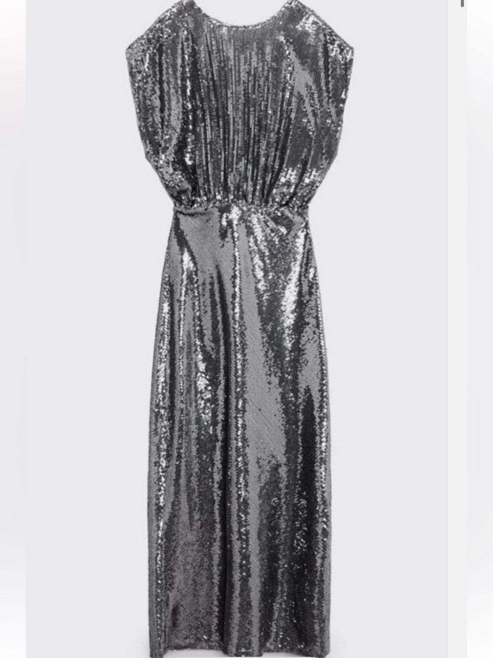 Zara Silver Sequin Evening Maxi Dress